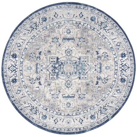 Safavieh 3 x 3 ft. Brentwood Power Loomed Round Area Rug; Light Grey & Blue BNT851G-3R